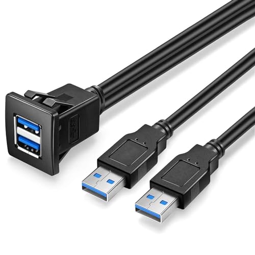 USB 3.0 Dual Square Flush Mount Extension Panel Cable, 1M - size: 3 feet