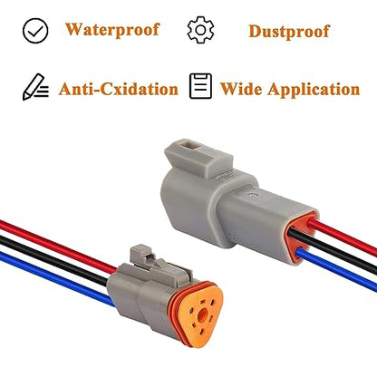14 AWG 3 Pin DT Connector Waterproof Automotive Electrical Connector, Male and Female Way Auto Electrical Wire Connectors Harness for Car Truck Boat Motorcycle Trike Caravan - 6 Pack - style: 3 Pin-6 Sets