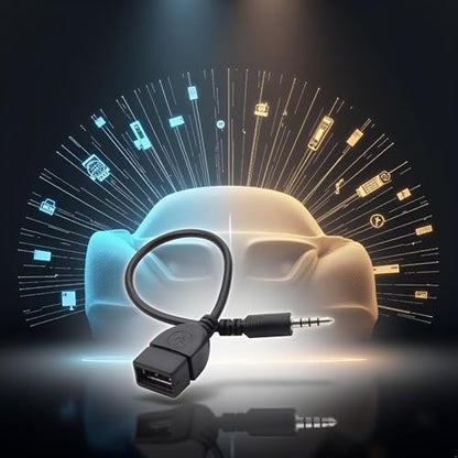 Black USB to AUX Adapter Cable,3.5mm Male AUX Plug to USB 2.0 Female Converter Adapter Cable Cord for Car Aux Port Length Black OTG Adapter Accessories Audio and Video Accessories(20cm/8-inch)