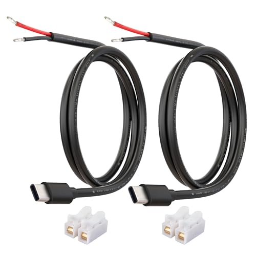 USB-C Power Pigtail to Bare Wire 20AWG 5V 5A Cable 1M 3.3FT 2 Pack