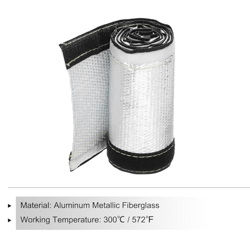 MECCANIXITY 1.5mm Heat Shroud Aluminized Sleeving 1 1/5" ID x 3.2FT Aluminum Metallic Fiberglass Heat Shroud for Fuel Lines Cables Electrical Wiring - size: 1 1/5" ID x 3.2FT