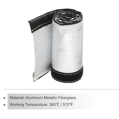 MECCANIXITY 1.5mm Heat Shroud Aluminized Sleeving 1 1/5" ID x 3.2FT Aluminum Metallic Fiberglass Heat Shroud for Fuel Lines Cables Electrical Wiring - size: 1 1/5" ID x 3.2FT