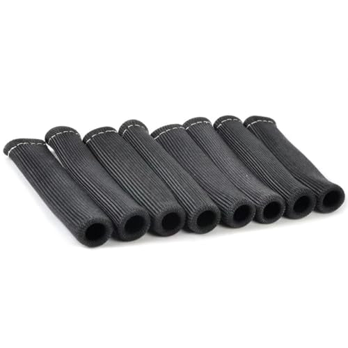 Spark Plug Wire Boots Protector Sleeve, 2500 Degree Spark Plug Wire Heat Shield Sleeve Cover for SBC BBC 350 454, 6 Inch Spark Plug Wire Heat Insulation Cover Wrap for Car Truck (Black, 8PCS) - size: 8PCS/Black