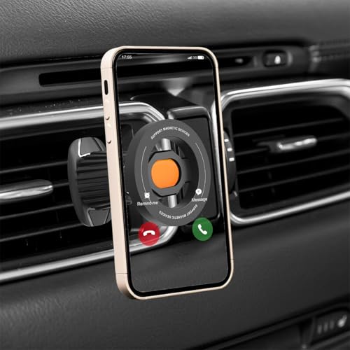 Car Phone Holder, Magnetic 360° Rotation Adjustable Vehicle Phone Mount Changer with Clip, Automotive Air Dashboard Vent Cellphone Holder, Universal for SUV RV Truck (Orange) - color: Orange