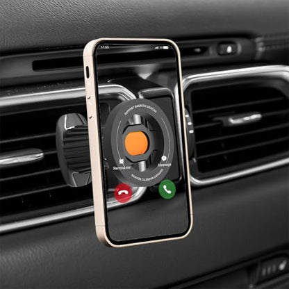 Car Phone Holder, Magnetic 360° Rotation Adjustable Vehicle Phone Mount Changer with Clip, Automotive Air Dashboard Vent Cellphone Holder, Universal for SUV RV Truck (Orange) - color: Orange