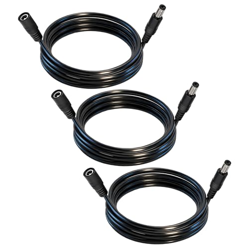 DC Power Extension Cable, 5.5mm x 2.5mm, 9.8FT, 3-Pack - color: Black 3pcs, size: 9.8ft