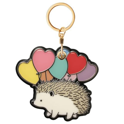 Hedgehog Love Balloon Leather Keychain Case Holder,GPS Tacker With Keychain Ring,Valentine's Day Gifts Access Card Scratch-Resistant,Finders Accessories For Pets, Luggage, Wallet, Backpacks - color: Hedgehog Love Balloon
