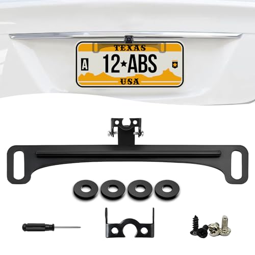 Car Rear View Camera License Plate Bracket, Full Stainless Steel Anti-Rust Paint Backup Camera License Plate Mount, Universal Dash Cam Mirror Mount, Only Installation Holder