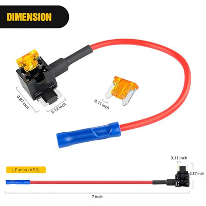 Nilight - 50038R 10 Pack 12V Car Add-a-circuit Fuse TAP Adapter with 5 Amp Low Profile Mini Blade Fuse Set for Cars Trucks Boats,Blue, Red, Black, Orange - color: 10Pcs Low Profile Mini