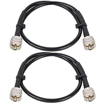 MOOKEERF RG8x Jumper Cable 2ft,2 Pack PL259 Jumper CB Coax Cable 50 Ohm,UHF PL259 Male to Male Low Loss CB Antenna Extension for HAM Radio,VHF Radio,SWR Meter,Antenna Analyzer - size: 2FT