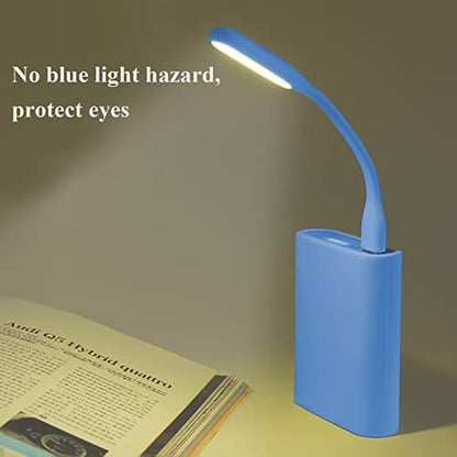 Mini Flexible Light, Portable USB Led Reading Night Lamp for PC Laptop Computer Notebook Power Bank - 2 Pack (Blue) - color: Blue