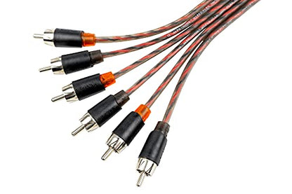 Alphasonik 17 Feet Premium 6 Channel Hyper-Flex RCA Interconnect Signal Patch Audio Cable with X-Radial Twist Wire Technology 100% Oxygen Free Copper Element Certified Multiple Applications FLEX-R66
