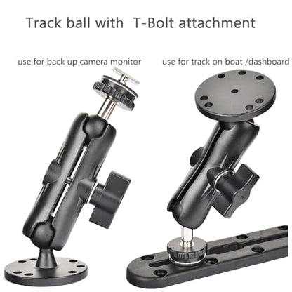 VAUBORTTI Aluminum Ball Mount for Garmin Striker 4,Double AMPS Round Plates,1" Ball Fit for RAM Kit,Drill Base for Fish Finder,GPS Chartplotter Holder, T-Bolt Track Mount for Kayak Boat Marine