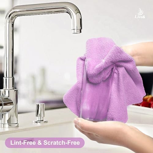 LIVOS Microfiber Cleaning Cloth Roll - 80 Pack, Reusable Paper Towels Purple Tear Away Towels, Microfiber Towels for Cars, Super Absorbent Lint Free Cleaning Rags for House,Kitchen,Window-11.5"x11.5" - color: Purple