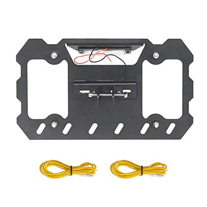 Hooke Road Shackle D Ring License Plate Mount Bracket Relocation Holder w/White LED Light for 1955-2026 Jeep Wrangler CJ YJ TJ JK JL Gladiator JT