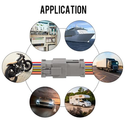 2 Sets Deutsch DT 12 Pin Waterproof Connector 12 Way Male Female Automotive Waterproof Electrical Connector Plug with 16 AWG Cable Wire for Car Truck Boats - color: 2Sets 12Pin