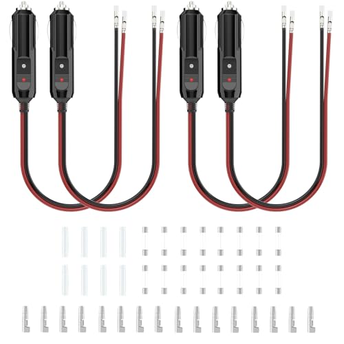BFXM 12V Cigarette Lighter Plug with 16AWG 1FT Wire (4 Pack) - color: 4PCS with fittings