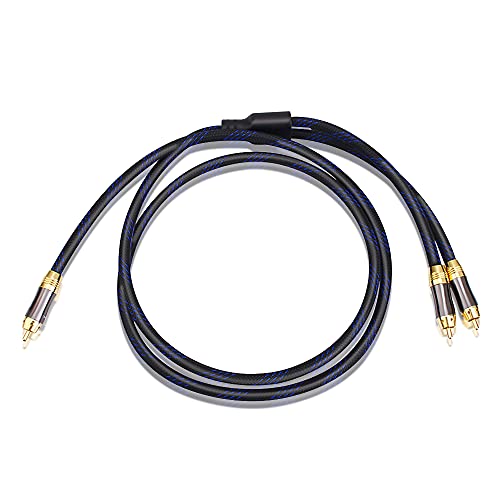 Dual Shielded (OD 8.0mm) 1 RCA Male to 2 RCA Male Audio Cable RCA Y-Adapter Subwoofer Cable (4 Feet) - size: 4 Feet