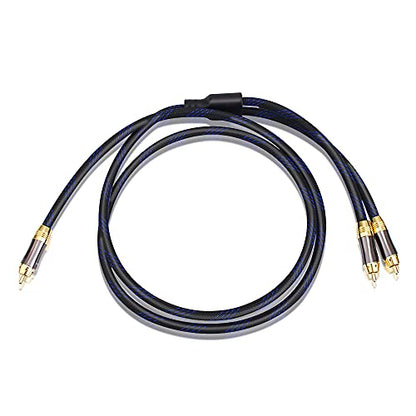 Dual Shielded (OD 8.0mm) 1 RCA Male to 2 RCA Male Audio Cable RCA Y-Adapter Subwoofer Cable (8 Feet) - size: 8 Feet