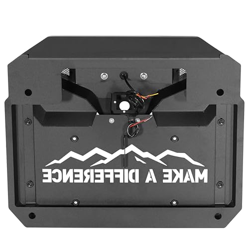 Hooke Road Spare Tire Delete License Plate Relocation Kit w/LED Illumination & Third Brake Light, Heavy Duty Steel Bracket Retains Factory Backup Camera for 2018-2025 Jeep Wrangler JL & Unlimited
