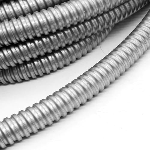 3/4 inch x50ft Flexible Electrical Conduit - Galvanized Steel Greenfield Flex Metal Conduit for Exposed Wiring, AC Connections & Industrial Cable Protection - size: 3/4 inch x50ft