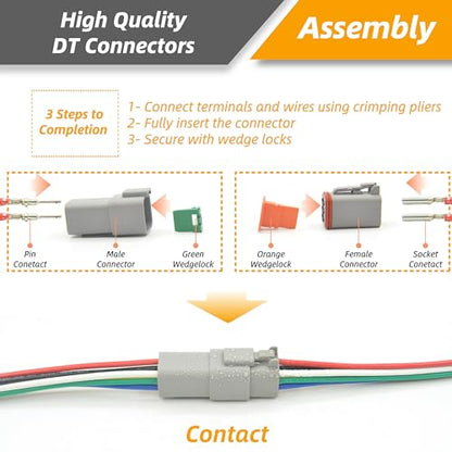 215 PCS Deutsch Connector Kit, DT 2 3 4 6 8 12 Pin Connectors, IP67 Waterproof Electrical Connectors Plug with 75 Pairs Size 16 Stamped Contacts for Car Truck Boat (2SETS 215PCS) - size: 2SETS 215PCS
