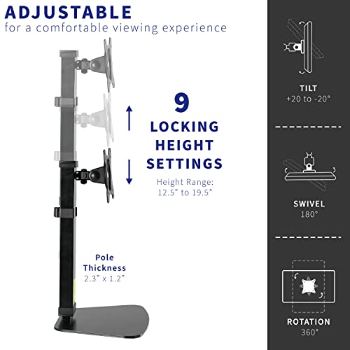 VIVO Mechanical Free Standing Single Monitor Mount Desk Stand, Tall Height Adjustable Arm for Screens up to 32 inches, Black, STAND-V001V