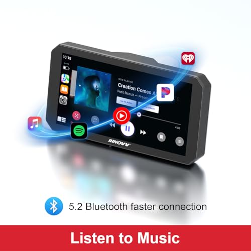 INNOVV N1Pro Motorcycle Carplay Dash Cam, 6" Touch Screen Support Android Auto & iOS, 1080P + 1080P Front and Rear Camera with GPS Navigation, Music, 5.8G Wi-Fi, IP67 Waterproof, App Connect