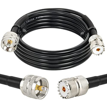 MOOKEERF PL-259 UHF CB Coax Cable - 10FT, RG58 PL-259 UHF Male to Female Low Loss Antenna Extension Jumper for HAM Radio, Antenna Analyzer, Dummy Load, SWR Meter - size: 10FT
