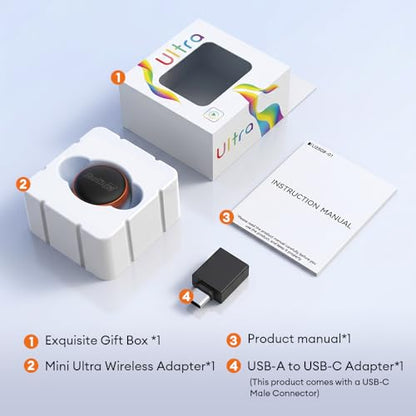 Carlinkit Mini Ultra 3 Wireless CarPlay Adapter, Wireless Android Auto Adapter, Convert OEM Wired to Wireless Dongle, USB-A/C Plug & Play, Auto-Connect, OTA Upgrade, Orange