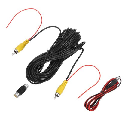 MECCANIXITY Backup Camera RCA Video Cable, 12m/39.4ft RCA Car Rear Reverse Camera Video Extension Cable & Detection Wire for Truck Bus SUV, Male to Male, with Female to Female Coupler, DC Wire - size: 12m/39.4ft