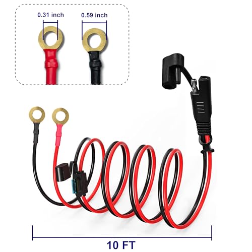 BFXM 10AWG 10FT SAE Connector Extension Cables with 15& 20A Fuse - color: 10awg10ft*1