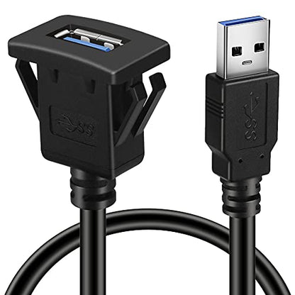 Square Single Port USB 3.0 Panel Flush Mount Extension Cable 3ft - size: 3ft