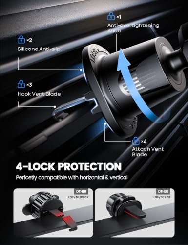 Lamicall 2026 Wider Clamp & Metal Hook Car Phone Holder Vent Accessories - color: Black