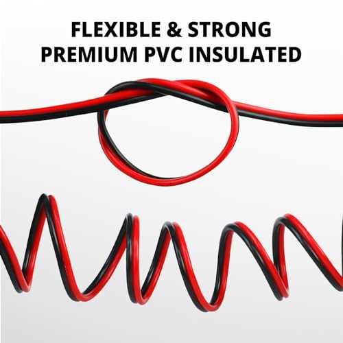 NAOEVO 14 Gauge Wire 2 Conductors, CCA Red Black Electrical Wire, 50FT - size: 50ft, style: 14AWG