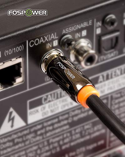 FosPower Digital Audio Coaxial Cable [24K Gold Plated Connectors] Premium S/PDIF RCA Male to RCA Male for Home Theater, HDTV, Subwoofer, Hi-Fi Systems - 6ft - size: 6 Feet