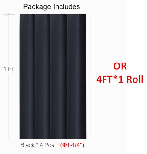 4 FT Diameter 1-1/4 Inch 1.25 in 3:1 Heat Shrink Tubing Dual Wall Adhesive Lined Marine Grade Electrical Cable Heat-Shrink Insulation Wrap Tube Black - color: Black, size: 30mm(1-1/4")-4FT
