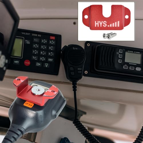 HYS Universal Ham CB Radio and Mic Hanger Holder Mounting Kit with Screws - color: Red, size: 1 Piece