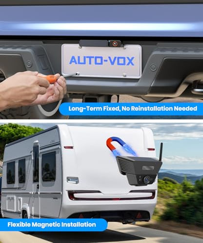 AUTO-VOX 2 Solar Wireless Backup Camera System: 3-Min Quick Installation - size: 7.2" 2-Solar Dual Cam