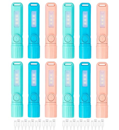 12 Pack Mini Small LED Rechargeable Zoomable Flashlights Ultralight