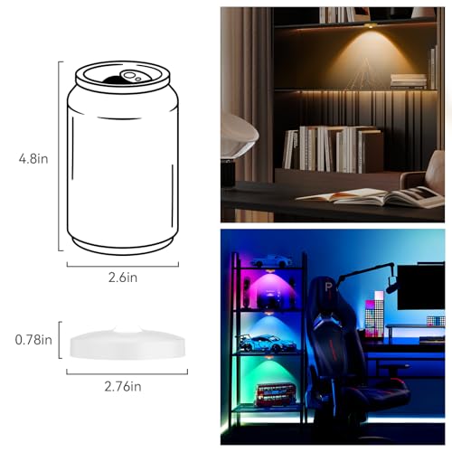 Rechargeable Puck Lights with Remote, 3 Pack Magnetic Under Cabinet Lighting, 1500mAh Battery Operated LED Tap Lights with Dimmer & Timmer for Kitchen, Closet, Shelf - 3 Color Temps & 12 RGB, White - color: White