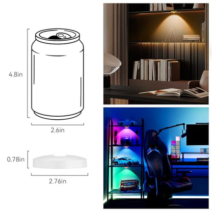 Rechargeable Puck Lights with Remote, 3 Pack Magnetic Under Cabinet Lighting, 1500mAh Battery Operated LED Tap Lights with Dimmer & Timmer for Kitchen, Closet, Shelf - 3 Color Temps & 12 RGB, White - color: White