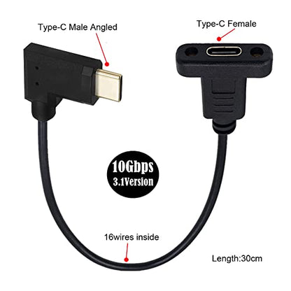 90 Degree Left & Right Angled USB-C USB 3.1 Type C Male to Female Extension Data Cable 30cm - style: Right Angled