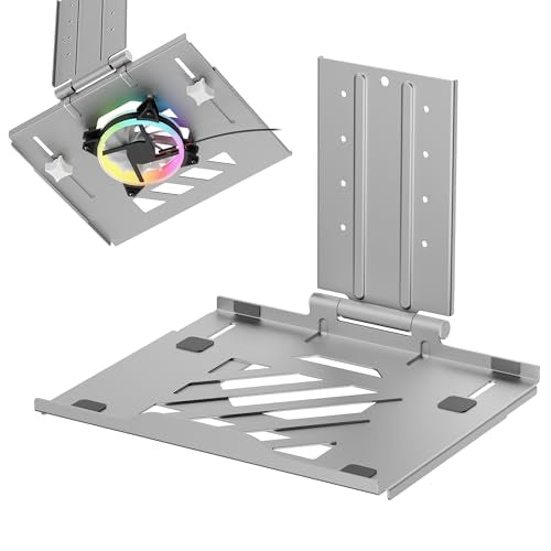 AVLT Adjustable Laptop Tray with Support for 120mm Fans Compatible with VESA 75x75 Monitor Arm - Suitable for Laptops Up to 17Inch - Gray (Fan Not Included) - color: Gray