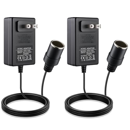 2팩 110V AC - DC 12V 컨버터 2A 24W, 벽 플러그 110‑240V에 담배 라이터 어댑터, 자동차 팬 및 저전력 장치용 가정용 자동차 전원 공급 어댑터 (진공 청소기, 에어 펌프, 팽창기용이 아님) - size: 12V2A 24W 2Pack