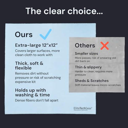 Elite Tech Gear Microfiber Cleaning Cloth, Eye Glasses Cleaner Cloth, 4pc - color: Black, size: 12'' x 12'' (Pack of 4)