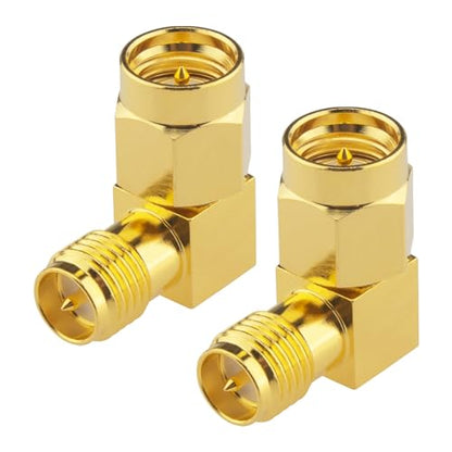 2-Pack Upgraded SMA 90 Degree Adapter Elbow SMA Male to RP-SMA Female Right Angle Connector DC-18GHz VSWR ≤1.15 RP-SMA RF Coax FPV Antenna Adapter for FPV Drone Wireless LAN Device - size: SMA Male to RP-SMA Female 90 Degree