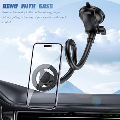 Gooseneck Car Phone Holder, Long Arm Vehicle Windshield & Dashboard Cellphone Mount with Strong Suction Cup, Anti-Shake Auto Interior Smartphone Stabilizer, Universal Fit (T006) - size: T006