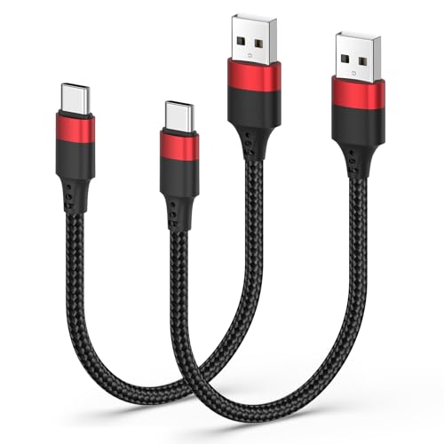 Short USB to USB C Cable, 2 Pack USB C Cable 1ft, Braided 12 inch Short USBC Cable 3A Fast Charging for iPhone 17 16 15 Pro Max, Samsung Galaxy S25 S24 S23, Pxiel 10 9 - size: 1 FT