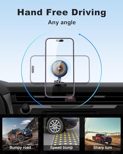 ZBF Magnetic Car Phone Holder, 15W for MagSafe Car Mount Charger(Fast Wireless Charging,Vacuum) 360°Adjustable Car Mount for Women Men iPhone 17-12 - style: Upgraded 2-in-1 Model